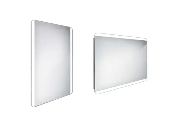 Nimco Zrkadlá - Kúpeľňové podsvietené LED zrkadlo 50x70 cm, zaoblené, alumínium ZP 17001