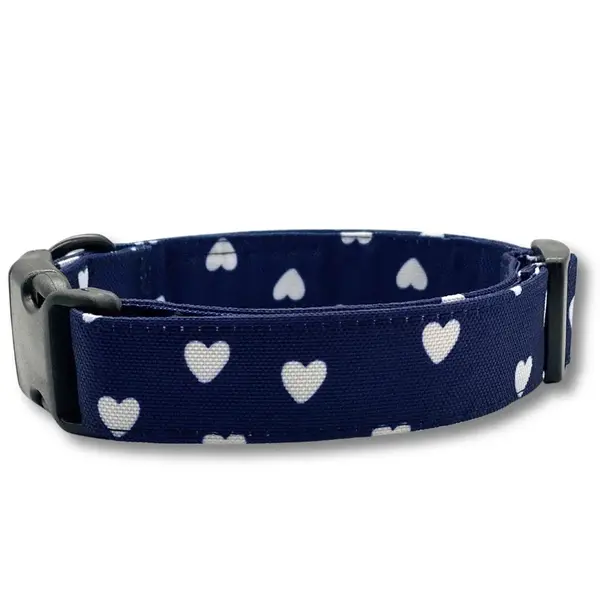 PafDog® Obojek pro psy LÁSKA - tmavě modrý se srdíčky PAF-519