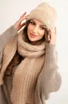 Kesi Dámský set čepice a dlouhého šály z měkké příze camelový