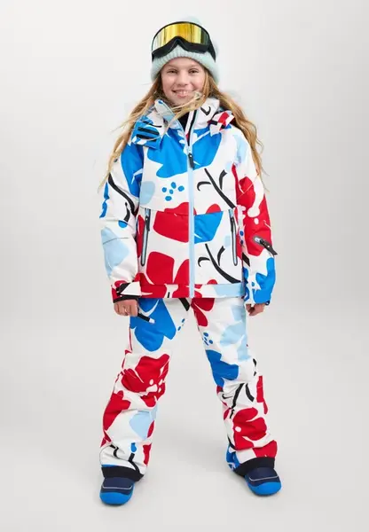 Dívčí zimní lyžařská bunda reima posio bílá/červená/modrá 134