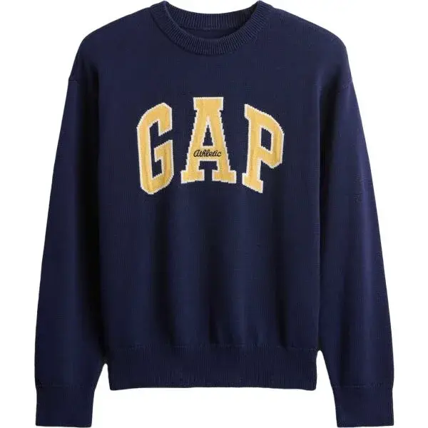 GAP V-JPN GAP ATHLETIC LOGO INTARSIA CREW Chlapčenský sveter, tmavo modrá, veľkosť