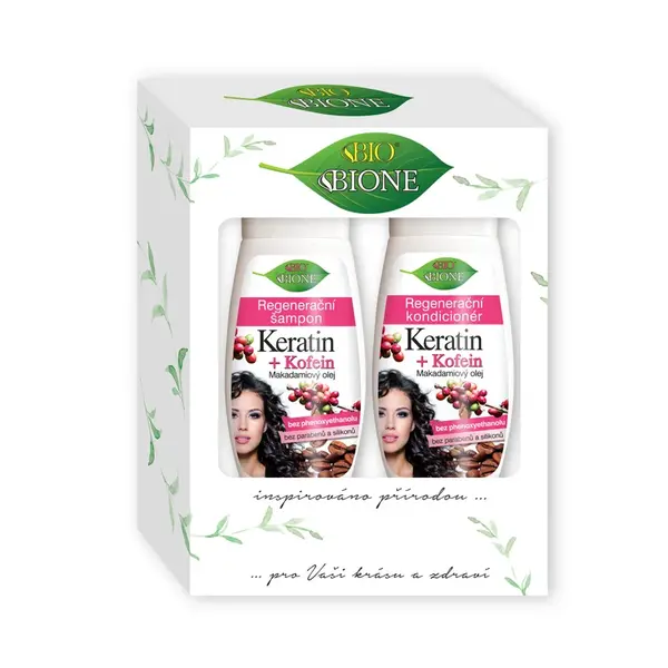 BIO BIONE Keratin + kofein regenerační šampon + kondiconér dárková kazeta 2 ks