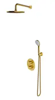 OMNIRES Y - Sprchový set s termostatom pod omietku, s telesom, priemer 25 cm, 5 prúdov, kefované zlato SYSYT05GLB