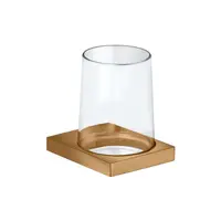 Keuco Edition 11 - Pohár na kefky a pastu s držiakom, sklo/kefovaný bronz 11150039000