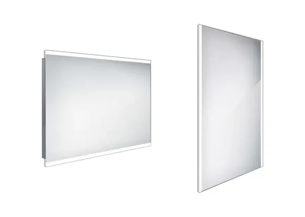 Nimco Zrkadlá - Kúpeľňové podsvietené LED zrkadlo 100x70 cm, hranaté, alumínium ZP 12004
