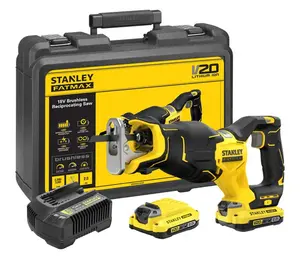 Stanley Náradie - 18V AKU mečová píla, 2x aku 2,0 Ah Li-Ion, nabíjačka SFMCS310D2K-QW