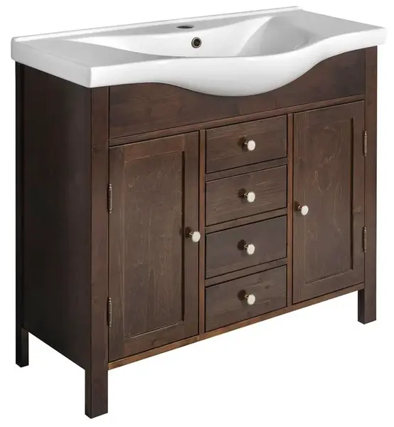 Sapho Ambra - Umývadlová skrinka 96x82x35 cm, 4 zásuvky, 2 dvierka, morený smrek AB1040