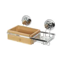 Compactor Bestlock - Polička s mydlovničkou, 27x15x14 cm, bambus/chróm RAN5808