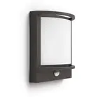 Philips myGarden - Nástenné vonkajšie LED svietidlo 23x19 cm, 2700 K, 12 W, so senzorom, antracit 915005554501