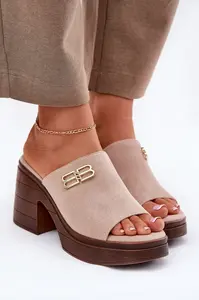 Dámské sandály na masivním podpatku se zlatým detailem Vinceza