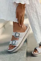 Dámské Semišové Pantofle S Přezkami Béžové D.Franklin