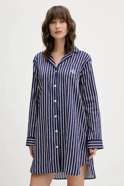 Pyžamová košile Lauren Ralph Lauren dámská, tmavomodrá barva, ILN32479
