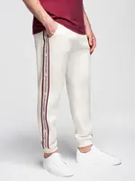 Ombre Men's sport jogger pants with stripes - cream