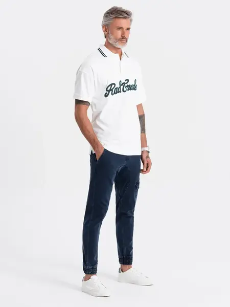 Ombre Men's JOGGERS pants with cargo pocket - navy blue