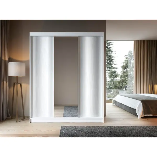 Šatní skříň Biancco III Barva korpusu: Bílá, Rozměry: 180 cm, Dveře: Bílá + zrcadlo