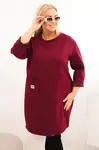 Kesi Włoski Dámska sukňa Plus Size maslo s vreckom a rukávom 3/4 slivková