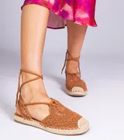 Gemre Brown flat heel espadrille sandals Relis