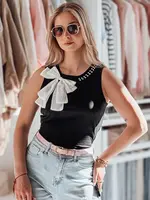 Černý top na ramínka s mašlí