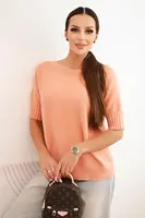 Kesi Włoski Dámský svetr z viskózy s krátkým rukávem tmavě meruňkový