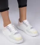Gemre White and blue faux leather sports sneakers Lavilia