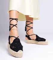 Gemre Black woven espadrille sandals Lemura