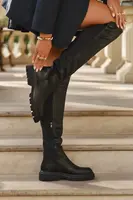 Boto Nákladní dámské kozačky z eko kůže černé Sylvina