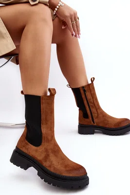 EVENTO Dámské boty sztyblety na zip Camel Samil