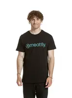 Meatfly pánské tričko Striped Logo Black | Černá | Velikost XS | 100% bavlna