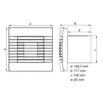 Ventilátor stěnový s žaluzií, 100 mm, časový doběh 0918