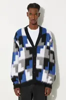 Kardigán s prímesou vlny Marcelo Burlon AOP Damier Cross Knit Cardigan