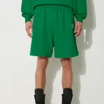 Bavlnené šortky Awake NY Awake Sweatshort zelená farba, melanžové, SP24-PA006