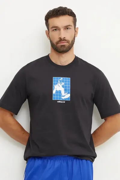 Bavlnené tričko adidas Originals GRFX Tee pánske, čierna farba, s potlačou, IY2080