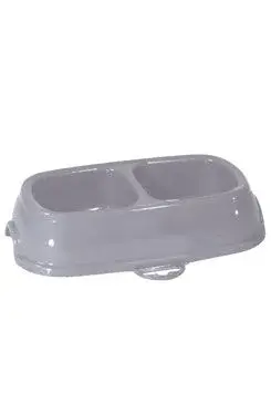 Miska plast dvojmiska kočka protiskluz 2x0,2l šedá Zolux