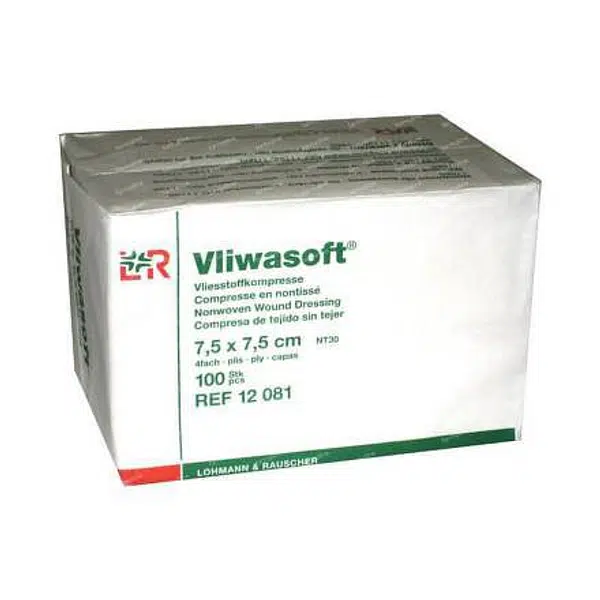 Kompresy Vliwasoft Nesterilní 7,5x7,5cm,4 vrstvy,netkaný textil,100ks