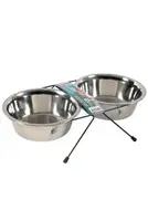 Miska nerez stojan 2 misky pes steel 0,35l Zolux
