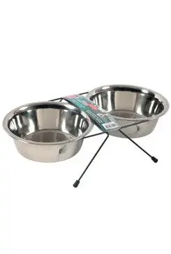 Miska nerez stojan 2 misky pes steel 0,35l Zolux