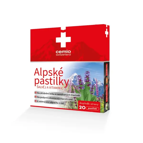Cemio Alpské pastilky Šalvěj a vitamin C 20 pastilek