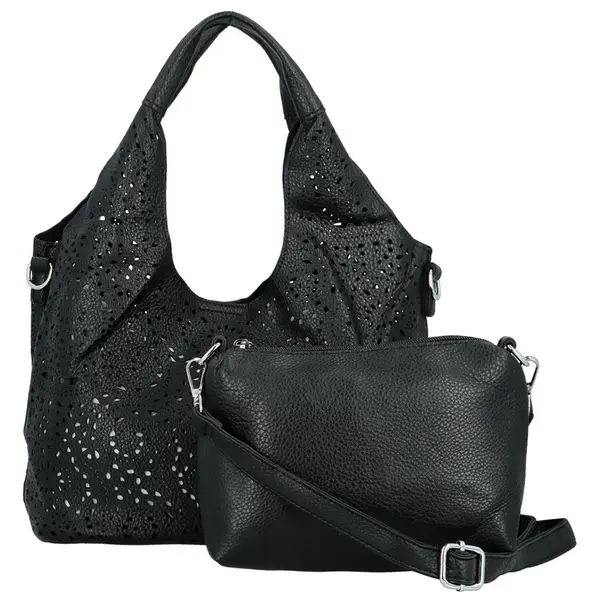 Stylový dámský koženkový set kabelek Ambrózia, černý