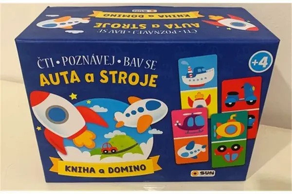 Auta a stroje - kniha a domino