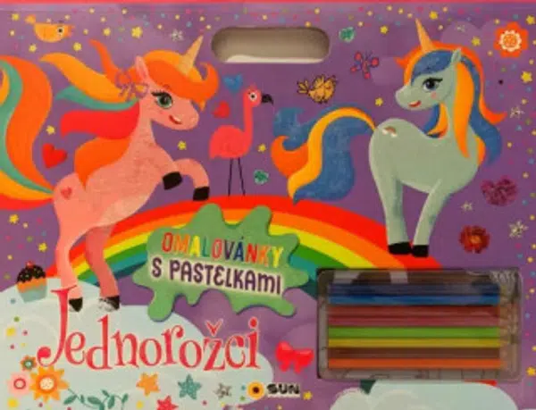 Omalovánky - Jednorožci s pastelkami