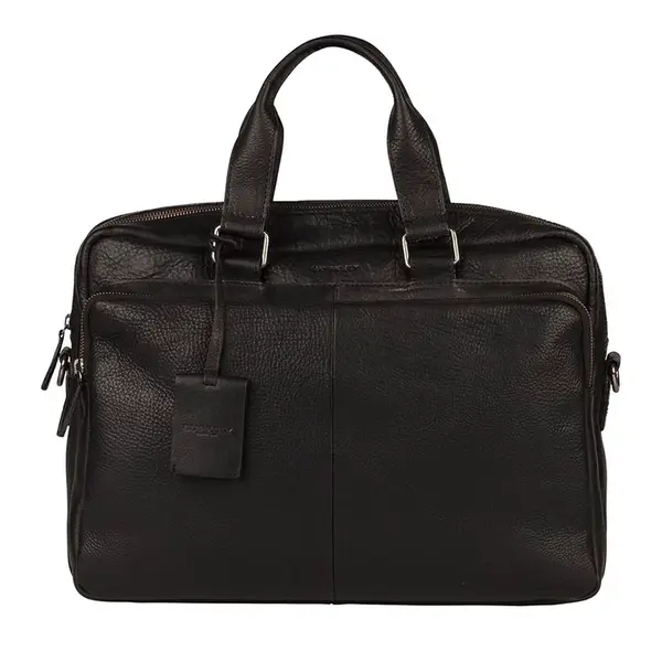 Pánská kožená taška na notebook Burkely Workbag, přírodní kůže, 15" − černá