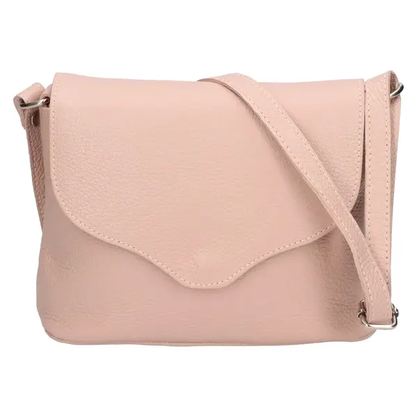 Dámska kožená crossbody kabelka Italia Alice - pudrová