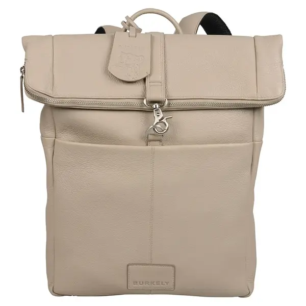 Rolovací dámsky kožený batoh Burkely Roll - béžovo-šedá