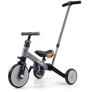 MILLY MALLY OPTIMUS PLUS 4v1 Dětská tříkolka s vodící tyčí, šedá, velikost