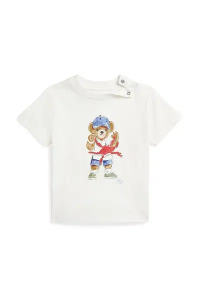 Bavlněné dětské tričko Polo Ralph Lauren bílá barva, s potiskem, 320965276002