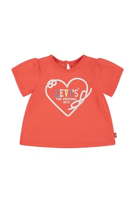 Kojenecké tričko Levi's HEART SS PUFF SLEEVE SLV TEE červená barva, 1EM402