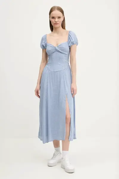Šaty Hollister Co. modrá barva, midi, KI359-5025