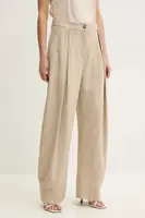 Kalhoty Pinko dámské, béžová barva, široké, high waist, 104781 A2EJ