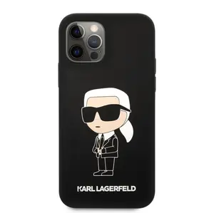 Zadní kryt Karl Lagerfeld Liquid Silicone Ikonik NFT pro Apple iPhone 12/12 Pro, black