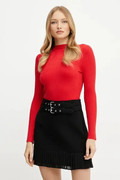 Svetr Morgan MAIKIA dámský, červená barva, lehký, s pologolfem, MAIKIA